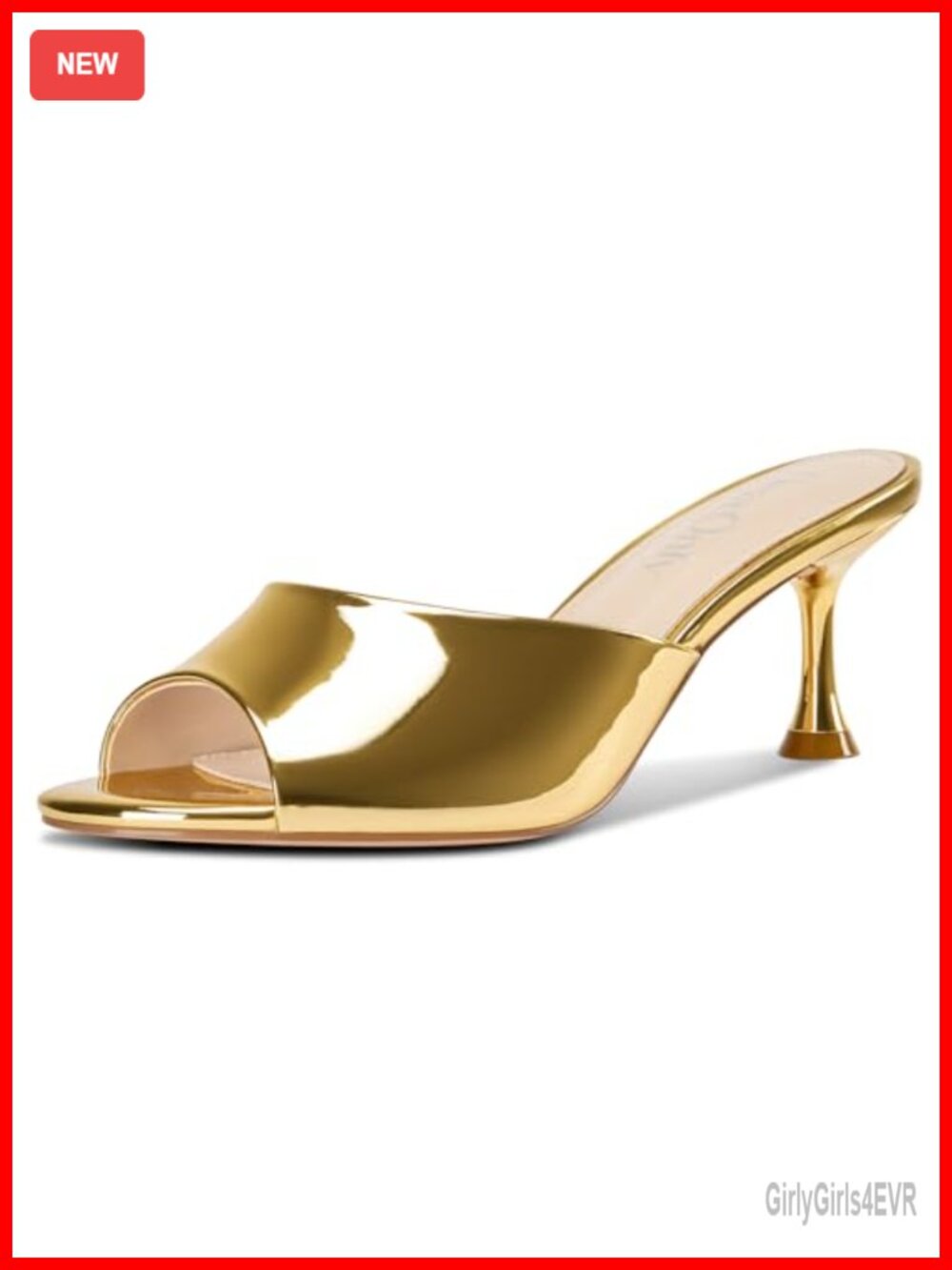 DearOnly Faux Leather Kitten Heel Mule Sandals Slip-On Open Toe Dress Heels